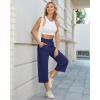 imageG4Free Wide Leg Pants for Women Yoga Capris with Pockets Drawstring Casual Cropped Pants for SummerRoyal Blue