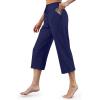 imageG4Free Wide Leg Pants for Women Yoga Capris with Pockets Drawstring Casual Cropped Pants for SummerRoyal Blue