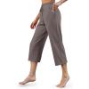 imageG4Free Wide Leg Pants for Women Yoga Capris with Pockets Drawstring Casual Cropped Pants for SummerTaupe