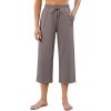 imageG4Free Wide Leg Pants for Women Yoga Capris with Pockets Drawstring Casual Cropped Pants for SummerTaupe