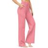 imageG4Free Wide Leg Pants for Women Yoga Pants High Waist Sweatpants with Pockets Stretch Lounge Pants Comfy WorkoutPink