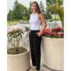 imageG4Free Womens Ankle Dress Yoga Pants with Pockets Stretchy Crop Business Casual Work Trousers PetiteRegularTallBlack