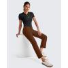 imageG4Free Womens Ankle Dress Yoga Pants with Pockets Stretchy Crop Business Casual Work Trousers PetiteRegularTallDark Coffee