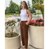 imageG4Free Womens Ankle Dress Yoga Pants with Pockets Stretchy Crop Business Casual Work Trousers PetiteRegularTallDark Coffee