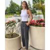 imageG4Free Womens Ankle Dress Yoga Pants with Pockets Stretchy Crop Business Casual Work Trousers PetiteRegularTallDark Gray