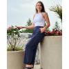 imageG4Free Womens Ankle Dress Yoga Pants with Pockets Stretchy Crop Business Casual Work Trousers PetiteRegularTallDark Navy
