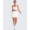 imageG4Free Wrapped Front Pleated Tennis Skirts for Women High Waisted A Line Golf Skorts Soft Athletic Inner Shorts with PocketsWhite