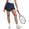 imageG4Free 2 in 1 Wrap Style Women Tennis Skorts Wide Leg Elastic Waist Hiking Shorts Workout with Cargo PocketDark Blue