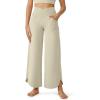 imageG4Free 252729 Wide Leg Pants for Women Ankle Length Loose Yoga Cross High Waist Dance Casual Pants with PocketsApricot