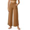 imageG4Free 252729 Wide Leg Pants for Women Ankle Length Loose Yoga Cross High Waist Dance Casual Pants with PocketsCoca Mocha