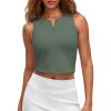 imageG4Free BareFeel Womens Cropped Tank Tops Half Zip Workout Athletic Shirts Sleeveless for Gym Tennis Slim FitGray Sage