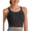 imageG4Free Barefeel Cropped Workout Tops for Women Built in Bra Removable Padded Longline Sports Bras Racerback Yoga TopsBlack