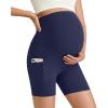 imageG4Free Barefeel Maternity Biker Shorts with Pockets Over The Belly Legging 5quot Pregnancy Yoga Pants Athletic WorkoutRoyal Blue