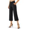 imageG4Free Capri Pants for Women Wide Leg Yoga Dress Capris with Pockets Cross Loose Casual Work Crop PantsBlack