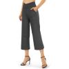 imageG4Free Capri Pants for Women Wide Leg Yoga Dress Capris with Pockets Cross Loose Casual Work Crop PantsCharcoal Heather