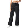 imageG4Free Fleece Lined Pants Women Drawstring Waist Wide Leg Pants Winter Warm Lounge Sweatpants with Pockets 293133Black