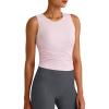 imageG4Free Lightbreeze Workout Tank Tops for Women Yoga Crop Top Side Ruched Sleeveless High Neck Athletic Gym Shirts SummerPink