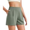 imageG4Free ShiftReady Women Shorts Dressy Casual 2025 Trendy Summer High Waisted Tailored Trouser Shorts with PocketsGray Sage