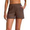 imageG4Free Smoofit Modal Soft Casual Shorts for Women 4quot High Waisted Sweat Shorts Summer Lounge Shorts with PocketsDark Coffee