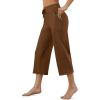 imageG4Free Wide Leg Capris Yoga Pants for Women with Pockets Summer High Waist Dress Pants for Workout Casual Pants 21quotDark Coffee