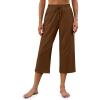 imageG4Free Wide Leg Pants for Women Yoga Capris with Pockets Drawstring Casual Cropped Pants for SummerDark Coffee