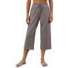 imageG4Free Wide Leg Pants for Women Yoga Capris with Pockets Drawstring Casual Cropped Pants for SummerTaupe