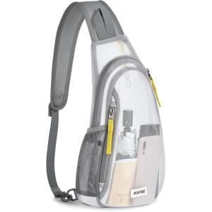 imageG4Free Clear Fanny pack Mesh Sling bag Transparent Bag With Adjustable Strap Purse For Travel Festivals Sports PartyGrey