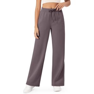 imageG4Free Fleece Lined Pants Women Drawstring Waist Wide Leg Pants Winter Warm Lounge Sweatpants with Pockets 293133Taupe