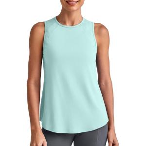imageG4Free Lightweight Workout Tank Tops for Women High Neck Athletic Long Tanks Sleeveless Summer Running Gym ShirtsLight Blue