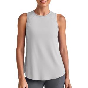 imageG4Free Lightweight Workout Tank Tops for Women High Neck Athletic Long Tanks Sleeveless Summer Running Gym ShirtsLight Gray