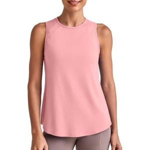 imageG4Free Lightweight Workout Tank Tops for Women High Neck Athletic Long Tanks Sleeveless Summer Running Gym ShirtsPink