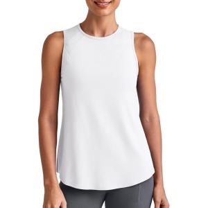 imageG4Free Lightweight Workout Tank Tops for Women High Neck Athletic Long Tanks Sleeveless Summer Running Gym ShirtsWhite