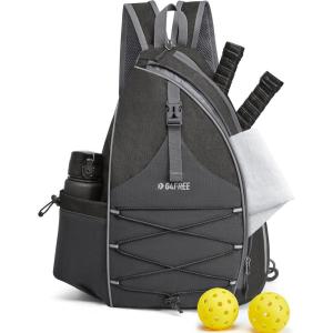 imageG4Free Pickleball Bag Pickleball Backpack for Women ampamp Men Adjustable Sling Bag with Waterproof PocketFence Hook Blue LeafDark Grey