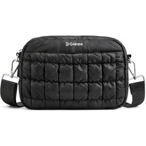 imageG4Free Puffer Crossbody Bag for Women Lightweight Small Purse Casual Quilted Clutch Fashionable Shoulder HandbagBlack