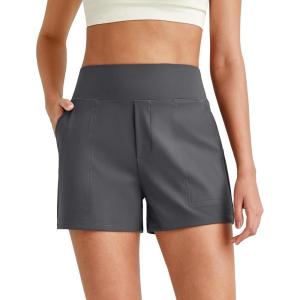 imageG4Free ShiftReady Athletic Shorts for Women High Waisted Trouser Shorts Trendy Casual Summer Short with PocketsDark Grey
