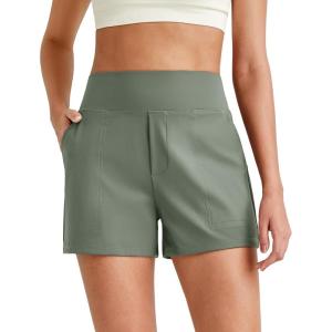imageG4Free ShiftReady Athletic Shorts for Women High Waisted Trouser Shorts Trendy Casual Summer Short with PocketsGray Sage