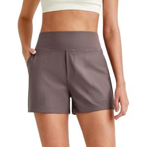 imageG4Free ShiftReady Athletic Shorts for Women High Waisted Trouser Shorts Trendy Casual Summer Short with PocketsTaupe