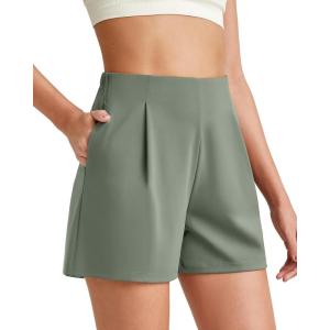 imageG4Free ShiftReady Women Shorts Dressy Casual 2025 Trendy Summer High Waisted Tailored Trouser Shorts with PocketsGray Sage