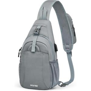 imageG4Free Sling Bag RFID Crossbody Sling Backpack with USB Charging Port Travel Hiking Daypack Shoulder Chest Bag for Women MenBlackGray