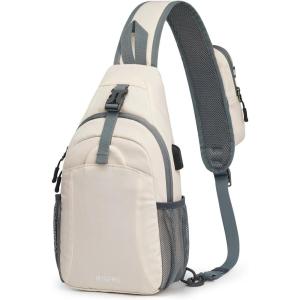 imageG4Free Sling Bag RFID Crossbody Sling Backpack with USB Charging Port Travel Hiking Daypack Shoulder Chest Bag for Women MenBlackIvory