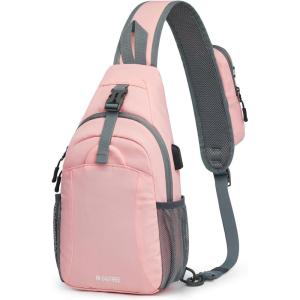 imageG4Free Sling Bag RFID Crossbody Sling Backpack with USB Charging Port Travel Hiking Daypack Shoulder Chest Bag for Women MenBlackPink