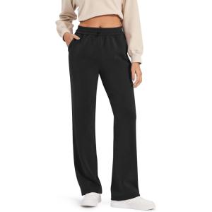 imageG4Free Smoofit Wide Leg Sweatpants Yoga Pants with Pockets Drawcord Casual Lounge Pants Modal Soft PetiteRegularTallBlack