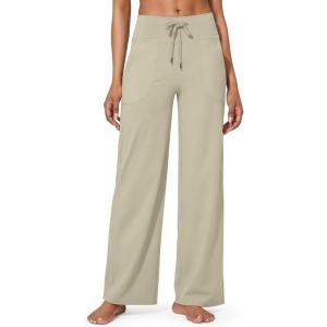 imageG4Free Wide Leg Pants for Women Yoga Pants High Waist Sweatpants with Pockets Stretch Lounge Pants Comfy WorkoutApricot
