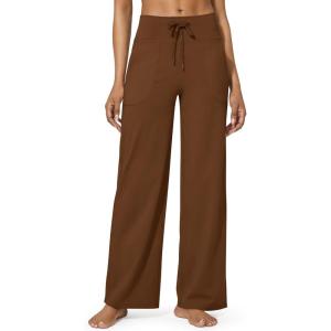 imageG4Free Wide Leg Pants for Women Yoga Pants High Waist Sweatpants with Pockets Stretch Lounge Pants Comfy WorkoutDark Coffee