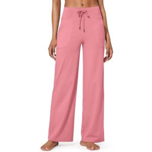 imageG4Free Wide Leg Pants for Women Yoga Pants High Waist Sweatpants with Pockets Stretch Lounge Pants Comfy WorkoutPink