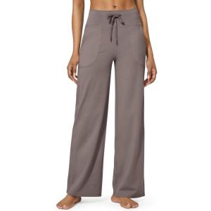 imageG4Free Wide Leg Pants for Women Yoga Pants High Waist Sweatpants with Pockets Stretch Lounge Pants Comfy WorkoutTaupe