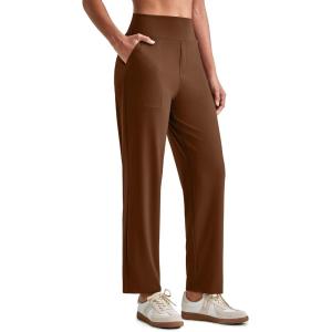 imageG4Free Womens Ankle Dress Yoga Pants with Pockets Stretchy Crop Business Casual Work Trousers PetiteRegularTallDark Coffee