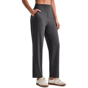 imageG4Free Womens Ankle Dress Yoga Pants with Pockets Stretchy Crop Business Casual Work Trousers PetiteRegularTallDark Gray