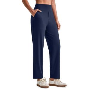 imageG4Free Womens Ankle Dress Yoga Pants with Pockets Stretchy Crop Business Casual Work Trousers PetiteRegularTallDark Navy