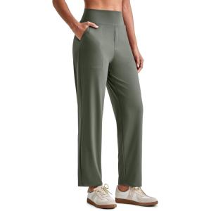 imageG4Free Womens Ankle Dress Yoga Pants with Pockets Stretchy Crop Business Casual Work Trousers PetiteRegularTallGray Sage